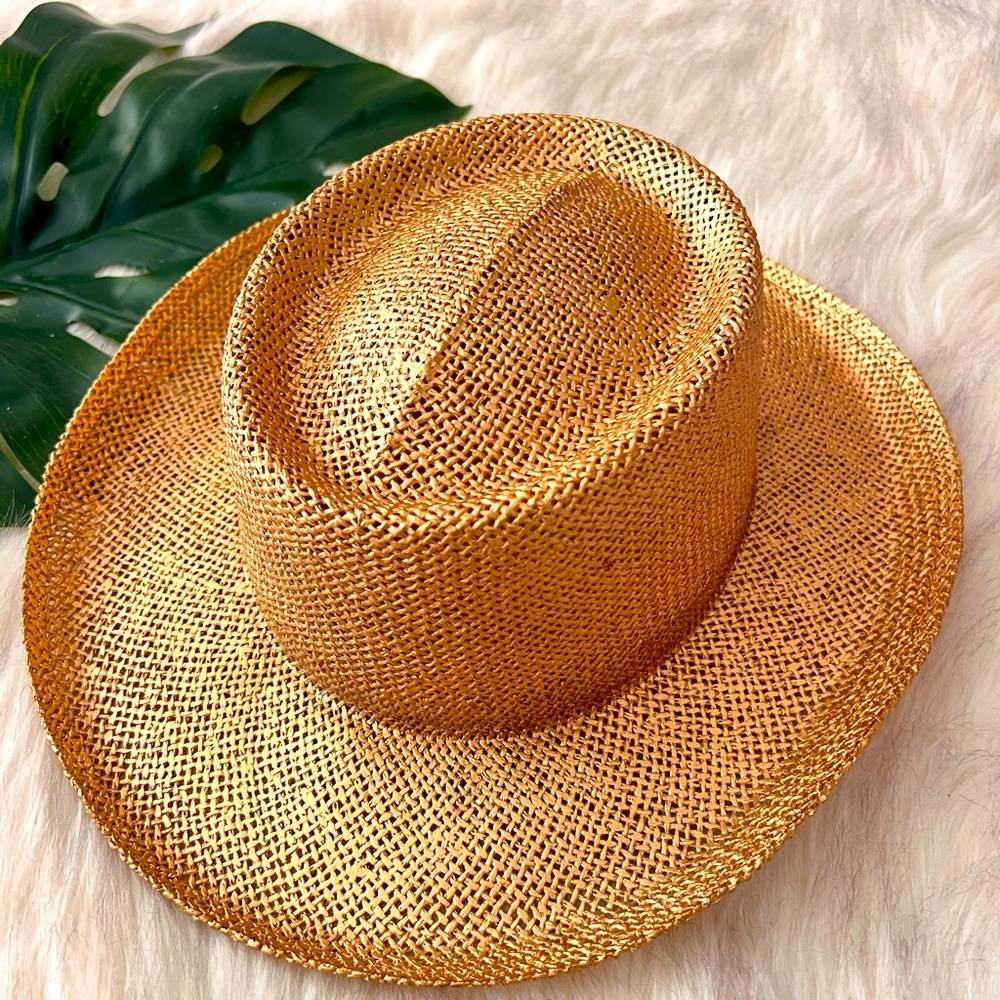 Metallic Straw Panama Hat